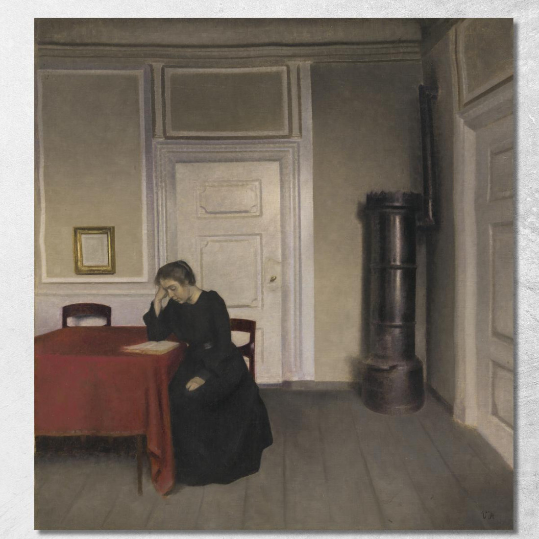 Una Stanza Nella Casa Dell'Artista In Strandgade Copenaghen Con La Moglie Dell'Artista Vilhelm Hammershøi vhm2 quadro stampato Una Stanza Nella Casa Dell'Artista In Strandgade Copenaghen Con La Moglie Dell'Artista Vilhelm Hammershøi vhm2 quadro stampato