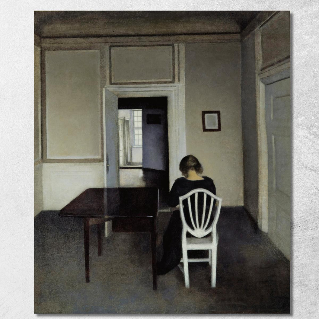 Interno Con Ida Su Una Sedia Bianca Vilhelm Hammershøi vhm29 quadro stampato su tela Interno Con Ida Su Una Sedia Bianca Vilhelm Hammershøi vhm29 quadro stampato su tela