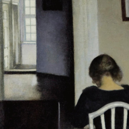 Interno Con Ida Su Una Sedia Bianca Vilhelm Hammershøi vhm29 quadro stampato su tela