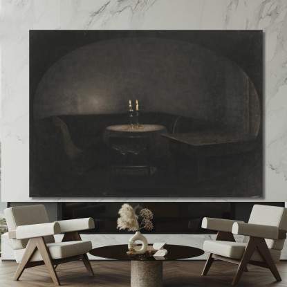 Interno. Luce Artificiale Vilhelm Hammershøi vhm34 quadro stampato su tela
