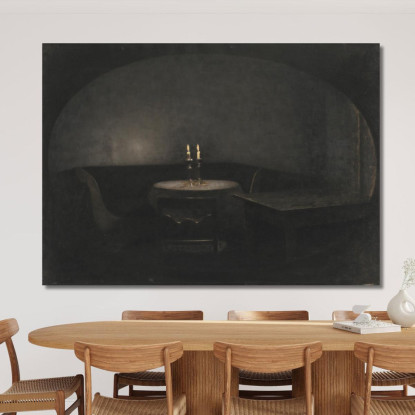 Interno. Luce Artificiale Vilhelm Hammershøi vhm34 quadro stampato su tela