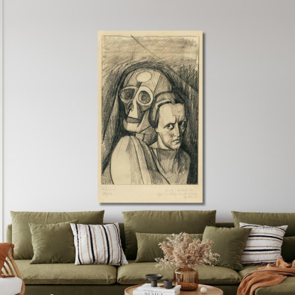 Ritratto Di Donna Con Teschio Karl Wiener kwn195 quadro stampato su tela