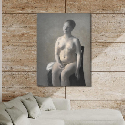 Nudo Femminile Seduto Vilhelm Hammershøi vhm52 quadro stampato su tela