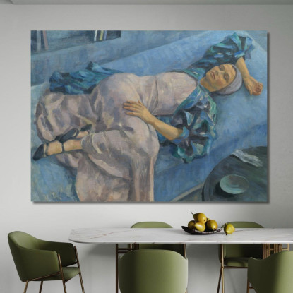 Grete Gamerith Su Divano Blu Walther Gamerith wgm12 quadro stampato su tela