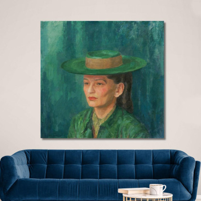 Grete Gamerith Con Cappello Verde Walther Gamerith wgm13 quadro stampato su tela