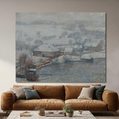 Paesaggio Invernale All'Attersee Walther Gamerith wgm27 quadro stampato su tela