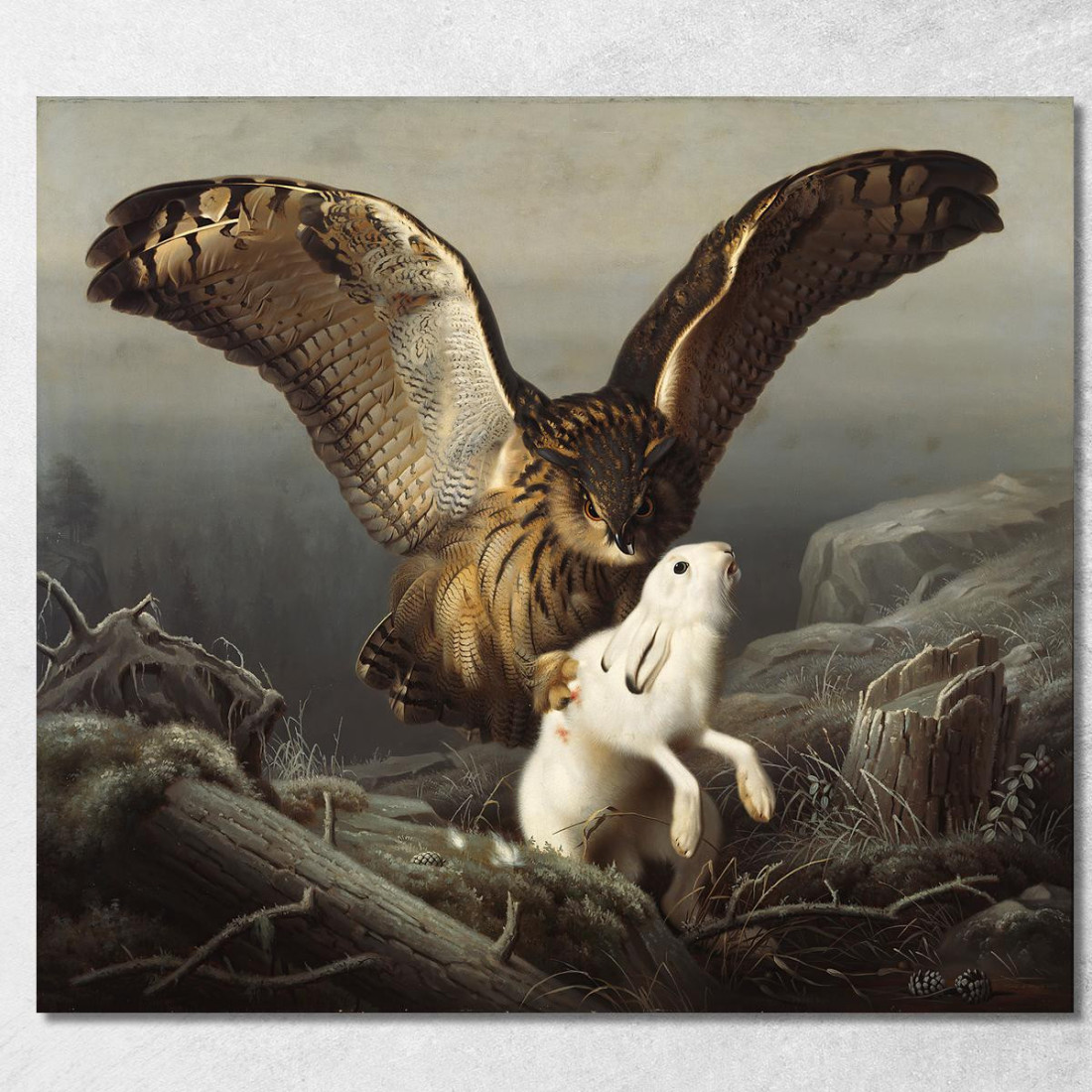 Un Gufo Reale Cattura Una Lepre Ferdinand von Wright fvw2 quadro stampato su tela Un Gufo Reale Cattura Una Lepre Ferdinand von Wright fvw2 quadro stampato su tela