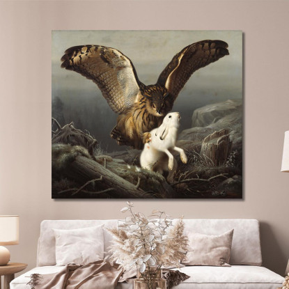 Un Gufo Reale Cattura Una Lepre Ferdinand von Wright fvw2 quadro stampato su tela