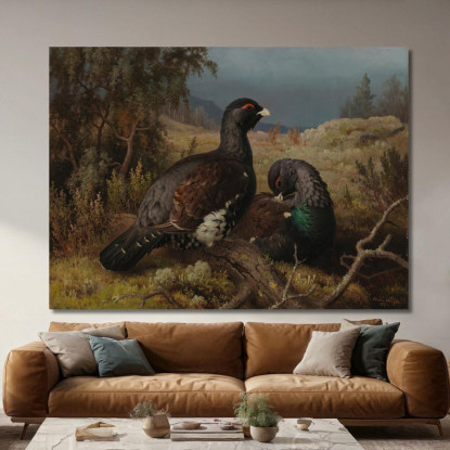 Maschi Di Gallo Cedrone Ferdinand von Wright fvw6 quadro stampato su tela