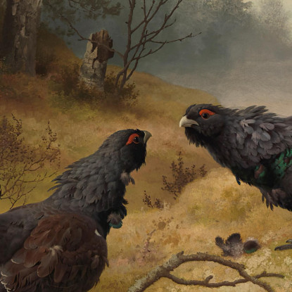 I Galli Cedroni Combattenti Ferdinand von Wright fvw29 quadro stampato su tela