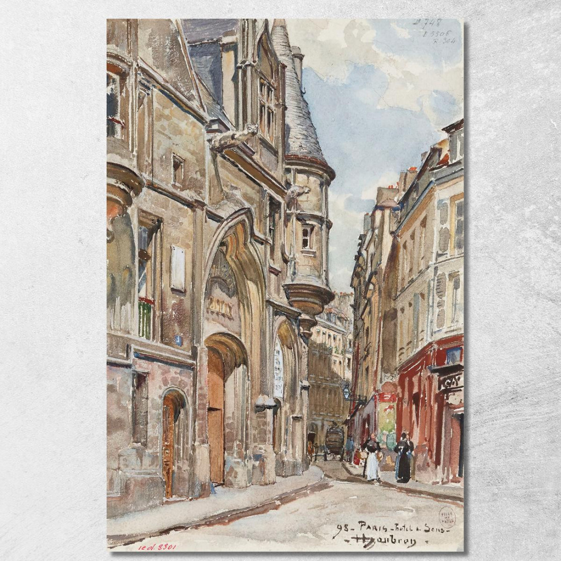 Hôtel De Sens 1 Rue Du Figuier Nel 1898 4° Arrondissement Frédéric Houbron fhb30 quadro stampato su tela Hôtel De Sens 1 Rue Du Figuier Nel 1898 4° Arrondissement Frédéric Houbron fhb30 quadro stampato su tela
