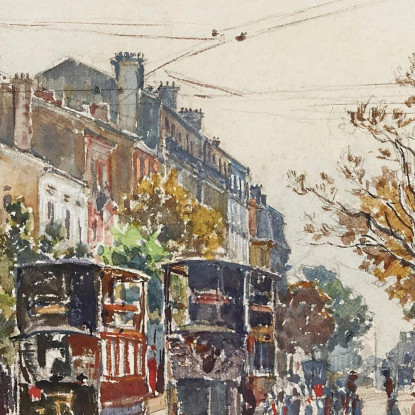 Tram A Due Piani In Un Viale Di Parigi Nel 1901 Frédéric Houbron fhb37 quadro stampato su tela
