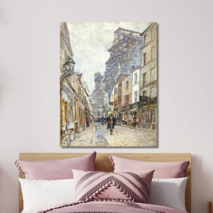 Rue Du Chevalier-De-La-Barre Con Il Sacré-Cœur In Costruzione Frédéric Houbron fhb39 quadro stampato su tela