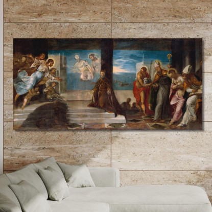 Doge Alvise Mocenigo (1507–1577) Presentato Al Redentore Jacopo Tintoretto jtn5 quadro stampato su tela
