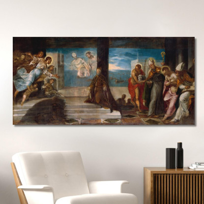 Doge Alvise Mocenigo (1507–1577) Presentato Al Redentore Jacopo Tintoretto jtn5 quadro stampato su tela