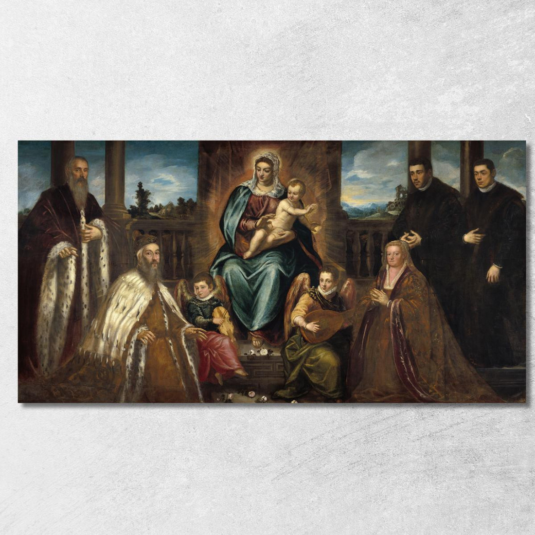 Doge Alvise Mocenigo E Famiglia Davanti Alla Madonna Col Bambino Jacopo Tintoretto jtn6 quadro stampato su tela Doge Alvise Mocenigo E Famiglia Davanti Alla Madonna Col Bambino Jacopo Tintoretto jtn6 quadro stampato su tela