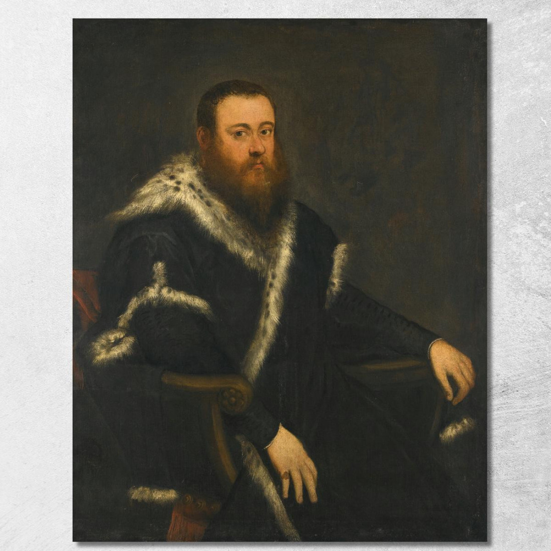 Ritratto Di Un Uomo Barbuto In Abito Nero Con Pelliccia Jacopo Tintoretto jtn16 quadro stampato su tela Ritratto Di Un Uomo Barbuto In Abito Nero Con Pelliccia Jacopo Tintoretto jtn16 quadro stampato su tela