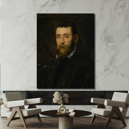 Ritratto Di Un Uomo Barbuto Possibilmente Il Principe Antonio Di Santacroce Di Roma Jacopo Tintoretto jtn17 quadro stampato su