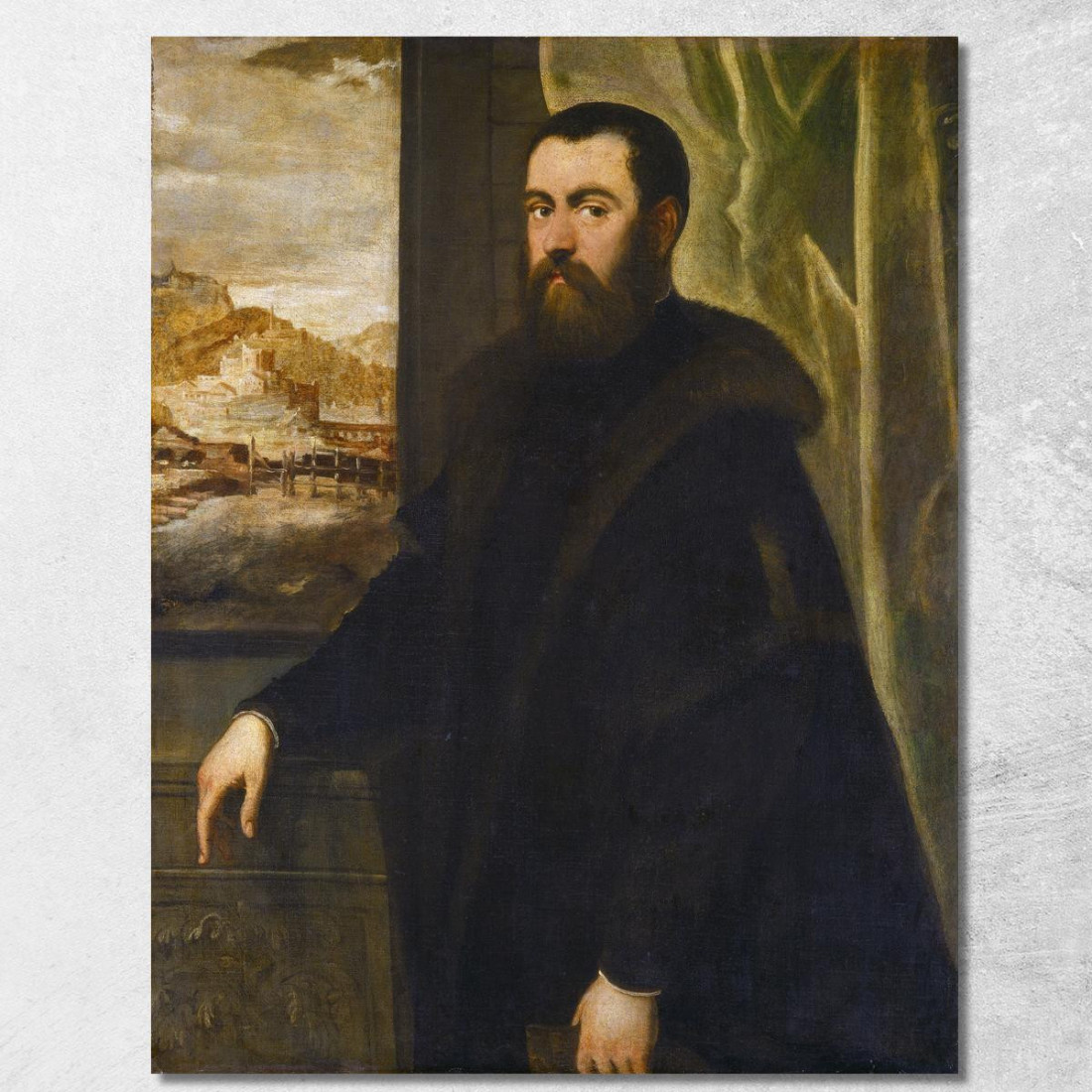 Ritratto Di Un Uomo Con Vista Sul Paesaggio Jacopo Tintoretto jtn20 quadro stampato su tela