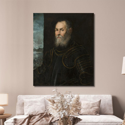 Ritratto Di Un Ammiraglio Veneziano Jacopo Tintoretto jtn25 quadro stampato su tela