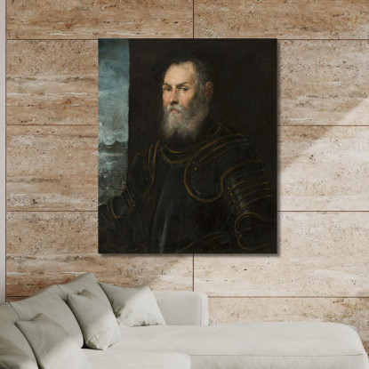 Ritratto Di Un Ammiraglio Veneziano Jacopo Tintoretto jtn25 quadro stampato su tela