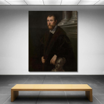Ritratto Dell'Umanista Giovanni Paolo Cornaro Jacopo Tintoretto jtn32 quadro stampato su tela