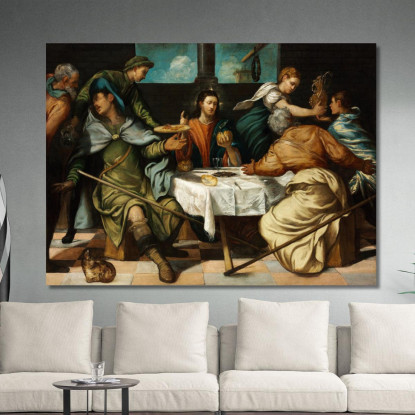 La Cena In Emmaus Jacopo Tintoretto jtn45 quadro stampato su tela
