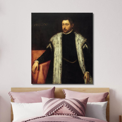 Giovane Di Venticinque Anni Con Cappotto Foderato Di Pelliccia Jacopo Tintoretto jtn47 quadro stampato su tela