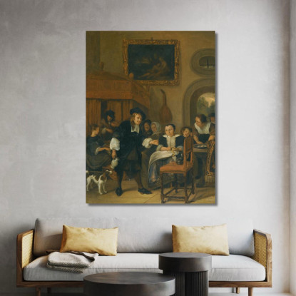 Un Gentiluomo Offre A Una Donna Un Bicchiere Di Vino Con Una Coppia Che Fa Musica E Altri Cittadini In Un Interno Jan Steen jsn