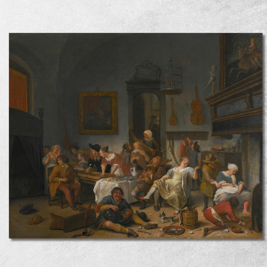 Interno Di Una Taverna Con Persone Che Bevono E Fanno Musica Jan Steen jsn10 quadro stampato su tela Interno Di Una Taverna Con Persone Che Bevono E Fanno Musica Jan Steen jsn10 quadro stampato su tela