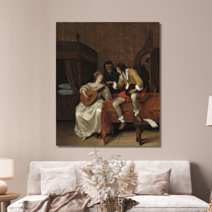 Ascagnes E Lucelle (La Lezione Di Musica) Jan Steen jsn17 quadro stampato su tela