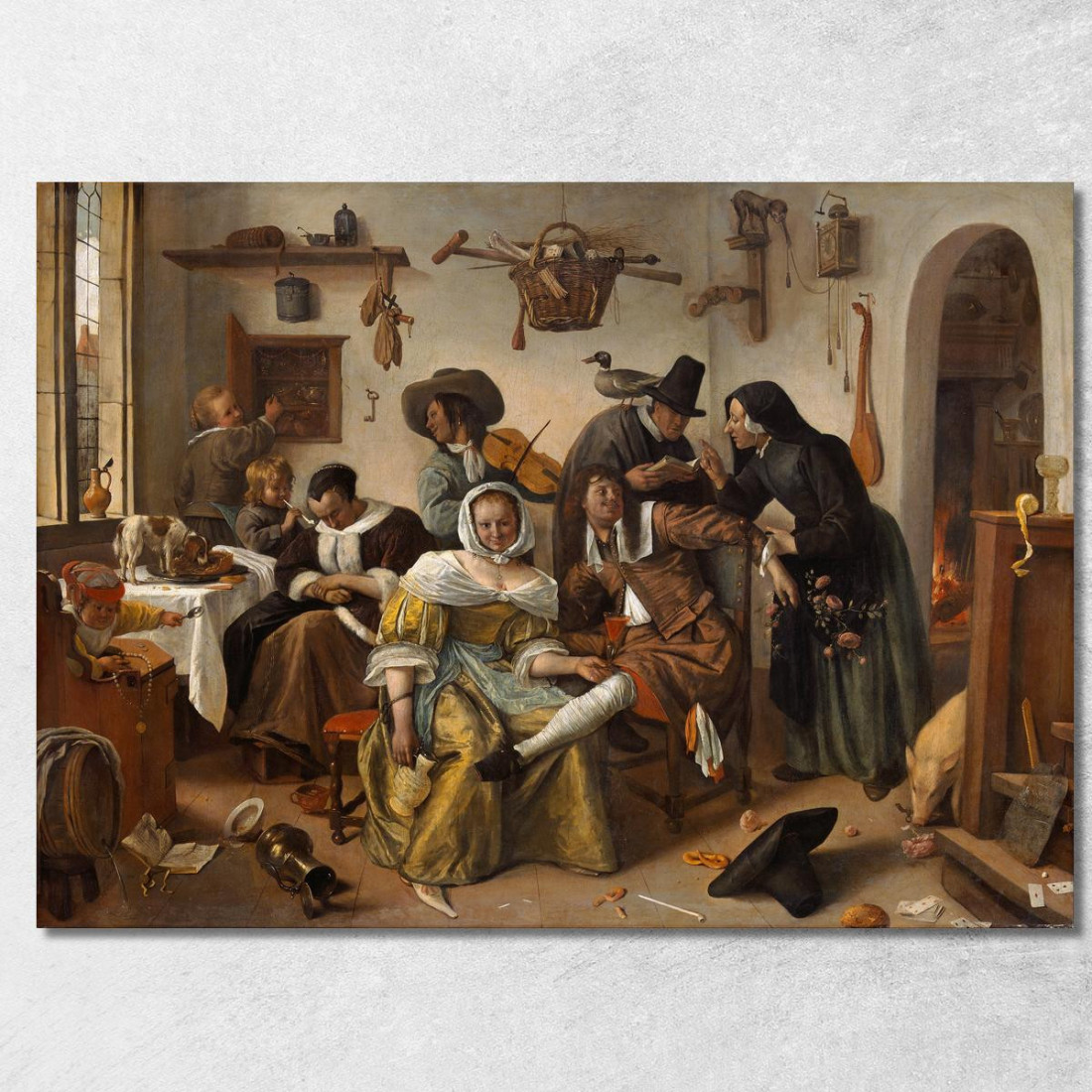Attenti Al Lusso (In Weelde Siet Toe) Jan Steen jsn19 quadro stampato su tela Attenti Al Lusso (In Weelde Siet Toe) Jan Steen jsn19 quadro stampato su tela