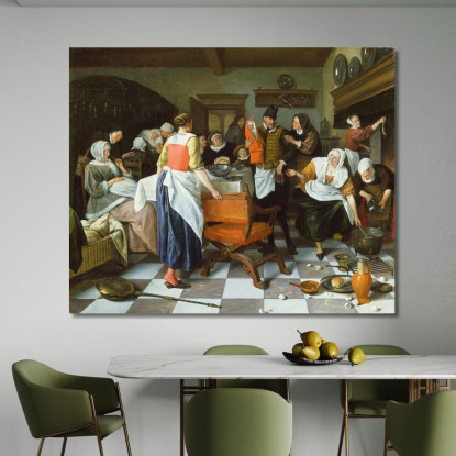 Celebrazione Della Nascita Jan Steen jsn20 quadro stampato su tela