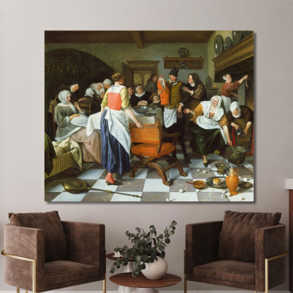 Celebrazione Della Nascita Jan Steen jsn20 quadro stampato su tela