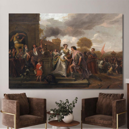 Davide Ritorna Vittorioso Dopo Aver Sconfitto Golia E I Filistei Jan Steen jsn23 quadro stampato su tela