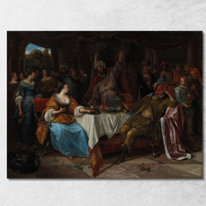 Ester Assuero E Aman Jan Steen jsn25 quadro stampato su tela