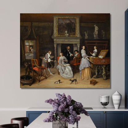 Interno Fantastico Con Jan Steen E La Famiglia Di Gerrit Schouten Jan Steen jsn27 quadro stampato su tela