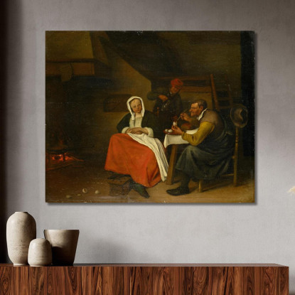 Contadino Che Mangia Uova Jan Steen jsn28 quadro stampato su tela