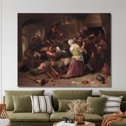 Giocatori D'Azzardo Che Litigano Jan Steen jsn29 quadro stampato su tela