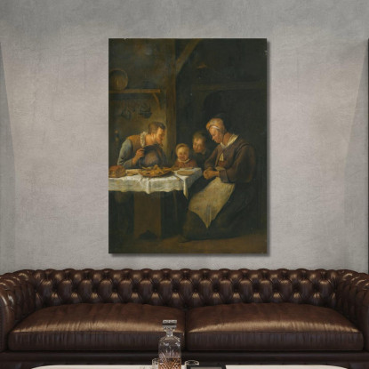 Preghiera Prima Del Pasto Jan Steen jsn31 quadro stampato su tela