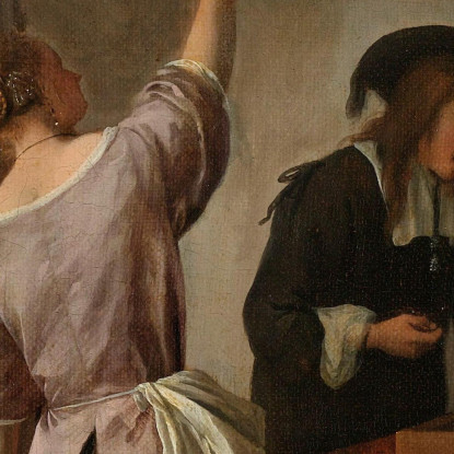 Interno Con Una Donna Che Dà Da Mangiare A Un Pappagallo Noto Come 'La Gabbia Del Pappagallo' Jan Steen jsn34 quadro stampato s