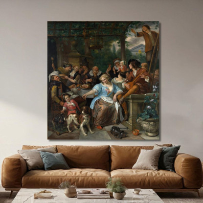 Allegra Compagnia Su Una Terrazza Jan Steen jsn37 quadro stampato su tela