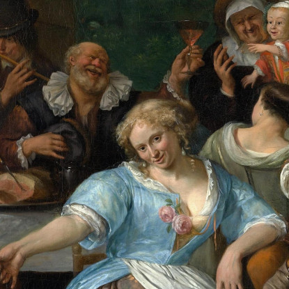 Allegra Compagnia Su Una Terrazza Jan Steen jsn37 quadro stampato su tela