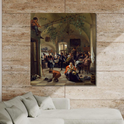 Festeggiamenti In Una Taverna Jan Steen jsn38 quadro stampato su tela