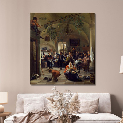 Festeggiamenti In Una Taverna Jan Steen jsn38 quadro stampato su tela