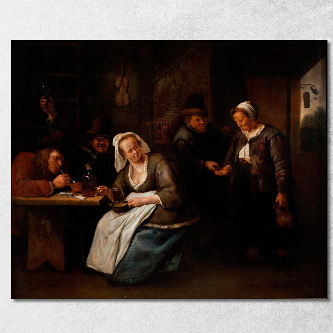 Scena Di Taverna Jan Steen jsn51 quadro stampato su tela Scena Di Taverna Jan Steen jsn51 quadro stampato su tela