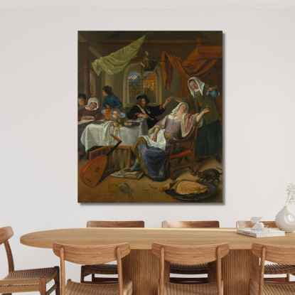 La Casa Dissoluta Jan Steen jsn58 quadro stampato su tela