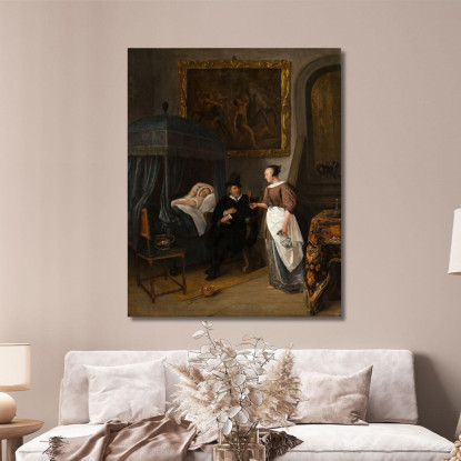 La Visita Del Dottore Jan Steen jsn59 quadro stampato su tela