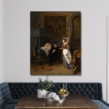 La Visita Del Dottore Jan Steen jsn59 quadro stampato su tela