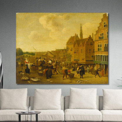Il Mercato Del Pesce A Leida Jan Steen jsn65 quadro stampato su tela